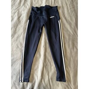 Adidas Climalite Navy Blue High Waisted 3 Stripe Leggings Womens Medium